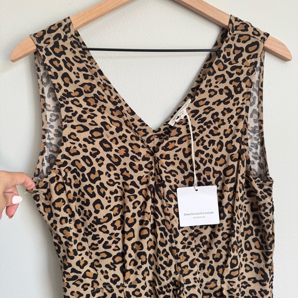beachlunchlounge Brown Leopard Print Midi Dress Medium Flowy Capsule Beachy - Picture 6 of 15